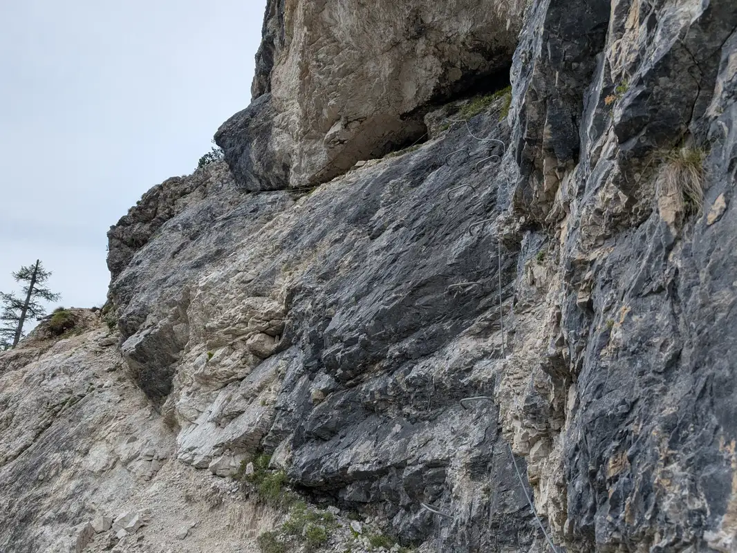 Exposition and vertical climb make this the most difficult stretches of Re di Sassonia route - rated C.