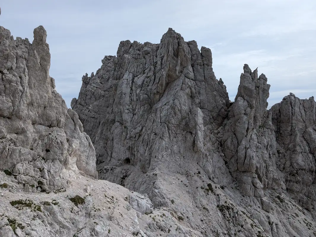 Tunnel takes us to the other side of the Cima delle Forcelle peak and almost directly on Forcella del Vallone saddle. This is the view from normal route to Cima del Vallone.