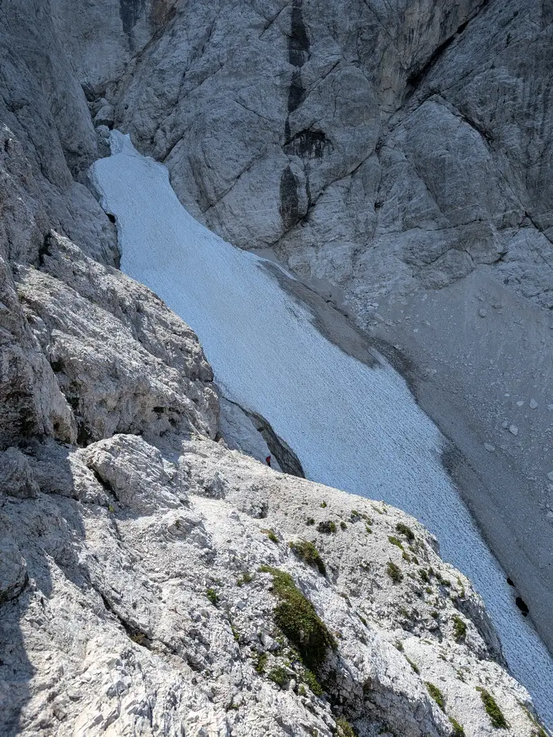Last brittle sections, by-passing the snow field ...