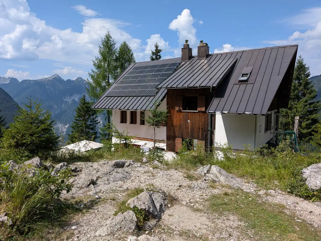 Building of Rifugio Pellarini mountain hut that we go past by.