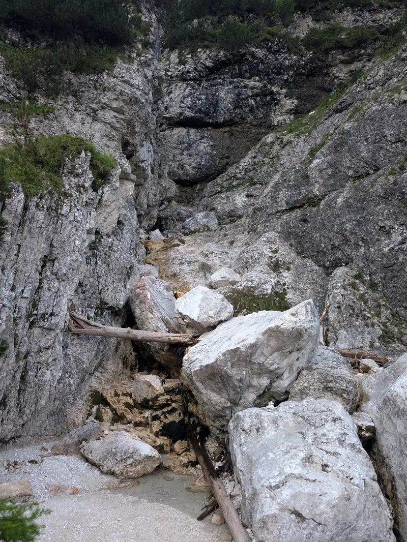 First obstacle on Carlo Chersi trail. There will be more of alike - ladders, metal steps and need to use hands.
