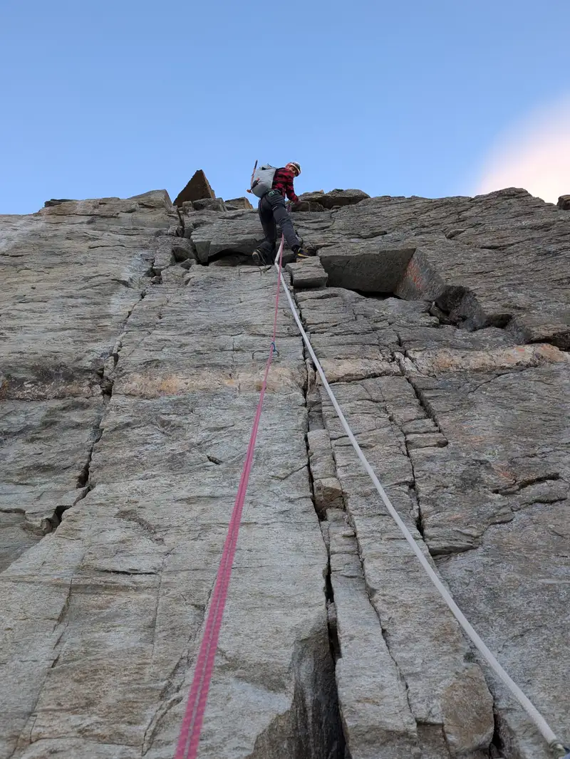 Vertical wall below Carrel hut. Personally the most challenging part of the climb. Good technique really makes the difference here. Can't imagine mounting it with overnight gear needed for bivouac stay. 