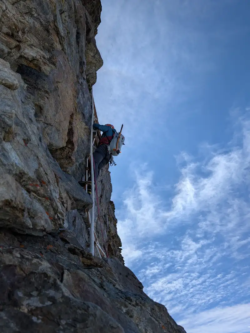 Overhanging ladder - more physical than technical but recommended more than thick ropes.
