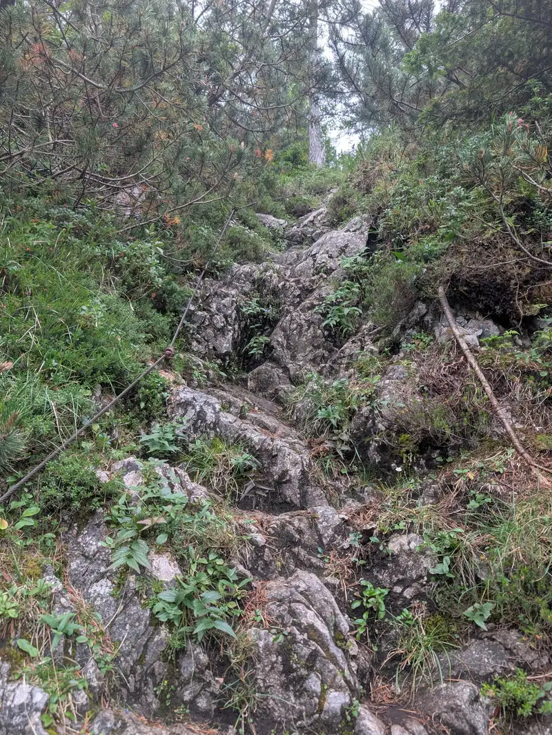 Entering Žrelo terrain. Fixed cable doesn't look necessary but helps a lot because the rock was quite wet.