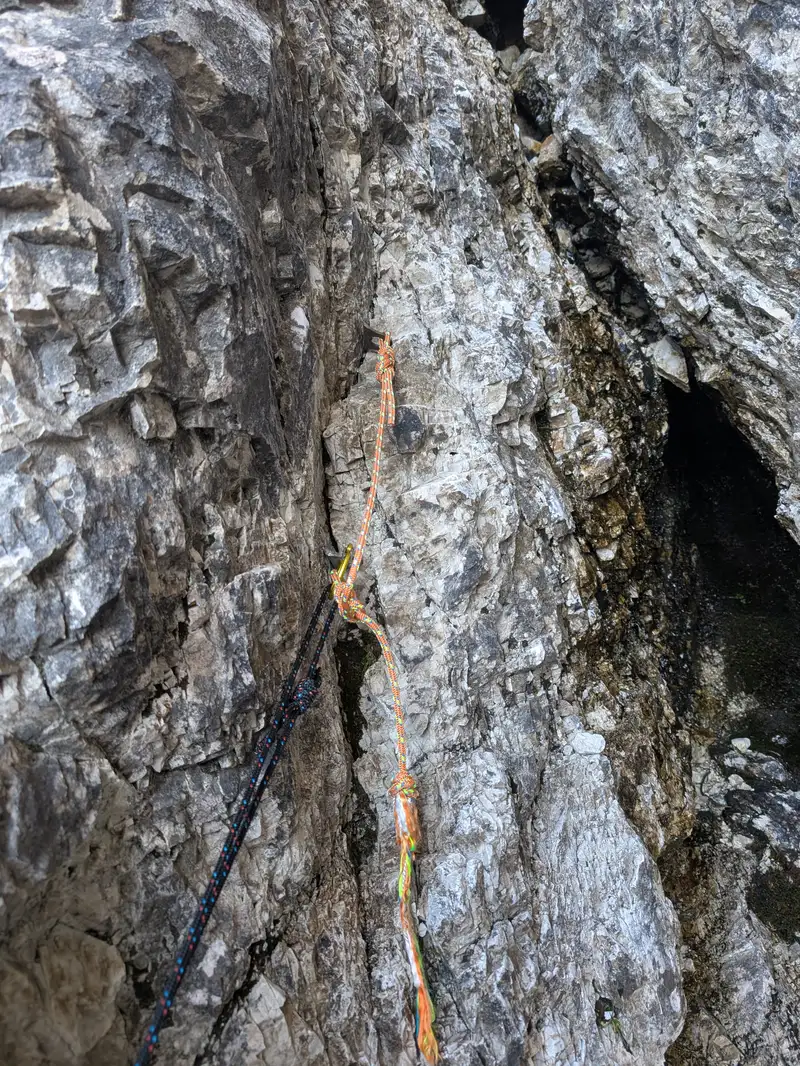 Two pittons in the first belay.