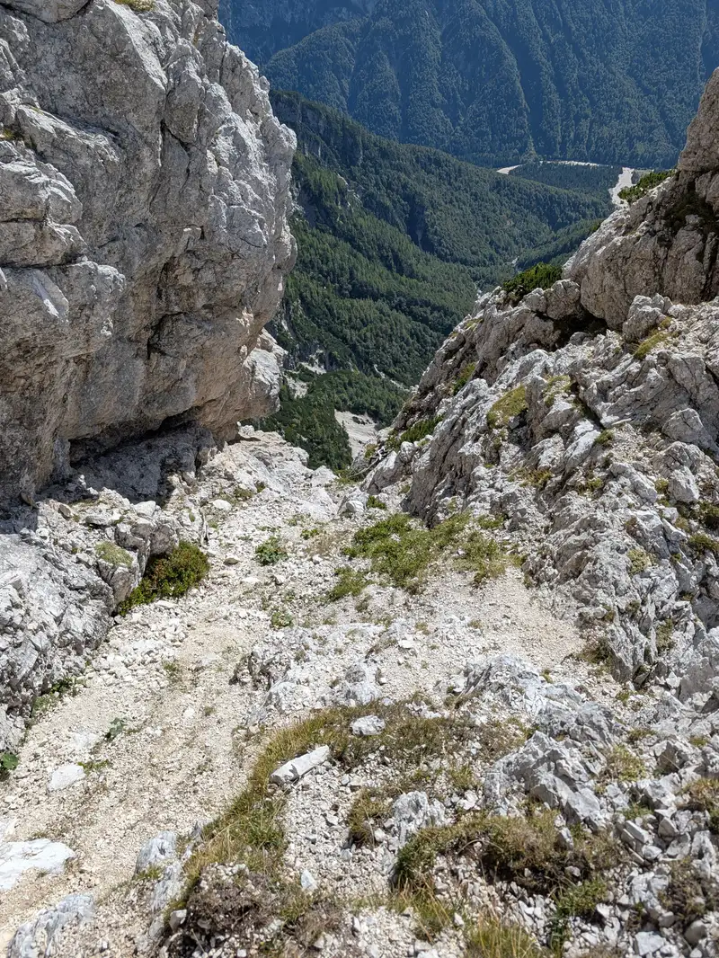 Seventh pitch is when you can put on ascent shoes back again as it is very crumbly.